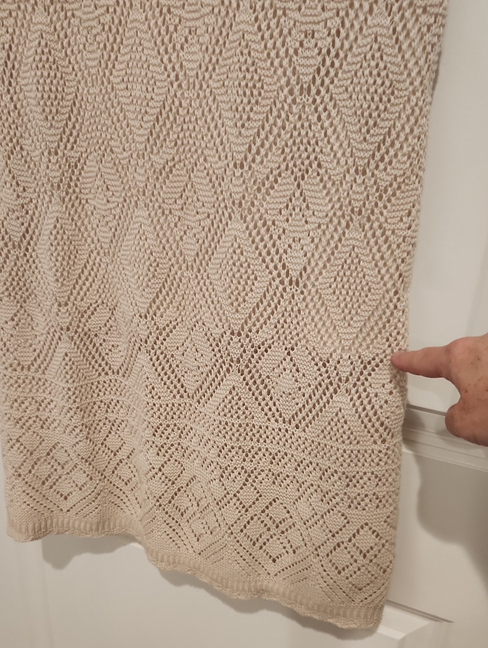 Freshman 1996 Neutral Cream Crochet Knit Midi Skirt Bohemian - Picture 8 of 8
